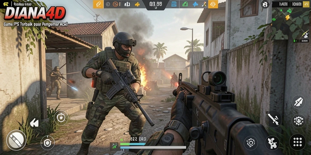 Tampilan gameplay intens dari DIANA4D dalam pertempuran FPS.