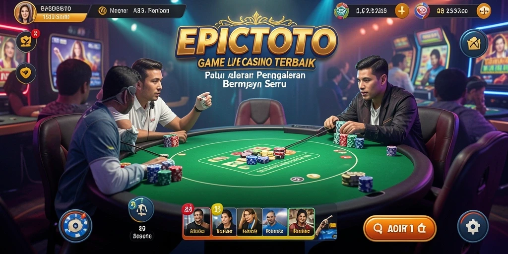 Tampilan gameplay EPICTOTO dengan dealer langsung dan interaksi pemain.