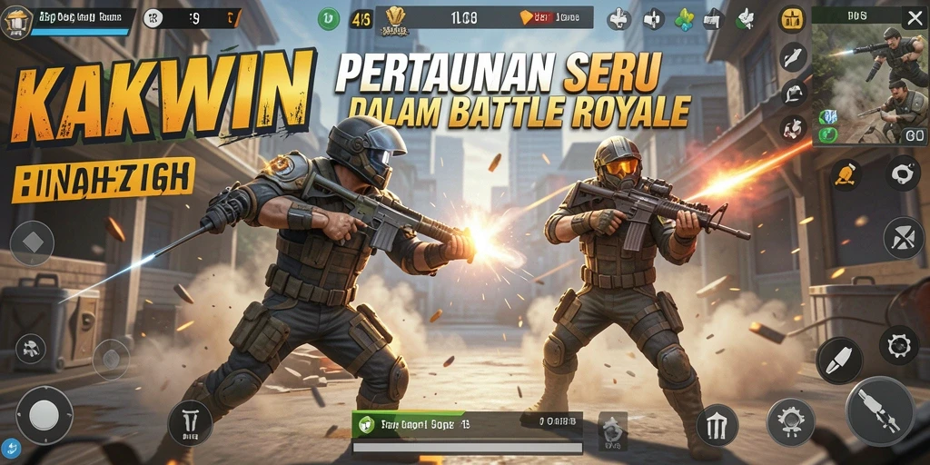 Tangkapan layar gameplay KAKWIN yang menampilkan aksi pertempuran Battle Royale.