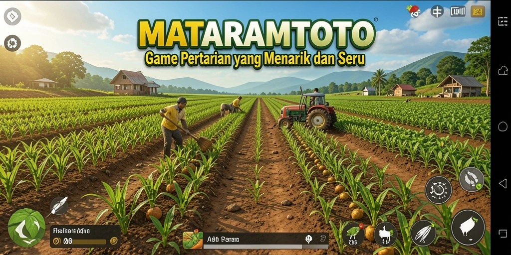 Tampilan gameplay seru dari MATARAMTOTO yang menunjukkan kegiatan bertani.