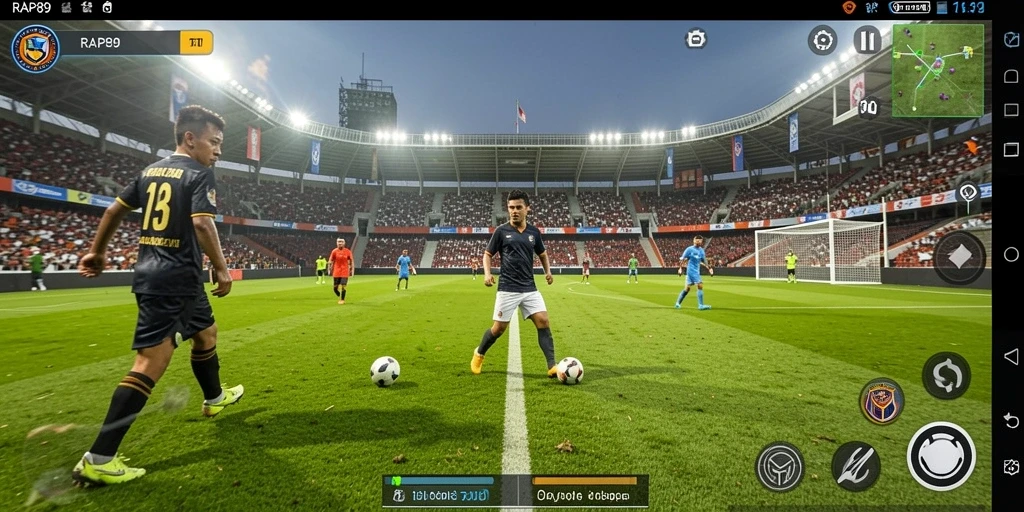 Tampilan gameplay menarik dari RAP89, menampilkan aksi sepak bola yang mendebarkan.