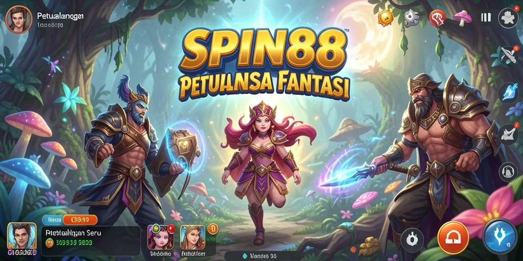 Tampilan gameplay SPIN88 yang penuh aksi di dunia petualangan.